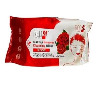 Clean Glow Makeup Remover Wipes Face Cleansing Wipes Hydrating Refreshing Makeup Remover Wipes 25 Sheets Red Yellow Pack Of 2 - Image 2