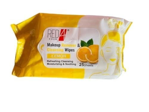 Clean Glow Makeup Remover Wipes Face Cleansing Wipes Hydrating Refreshing Makeup Remover Wipes 25 Sheets Red Yellow Pack Of 2 - Image 3