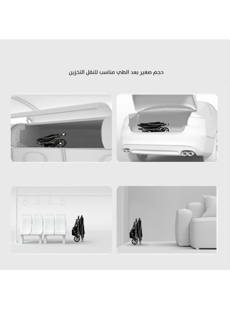 بيبي كارا عربية أطفال خفيفة الوزن للغاية بإطار ذهبي وقابلة للطي للاستخدام في مقصورة السفر - Image 3