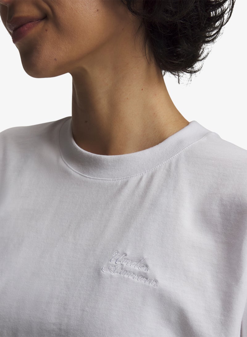 UNDER ARMOUR Cropped Script Logo T-Shirt - Image 3