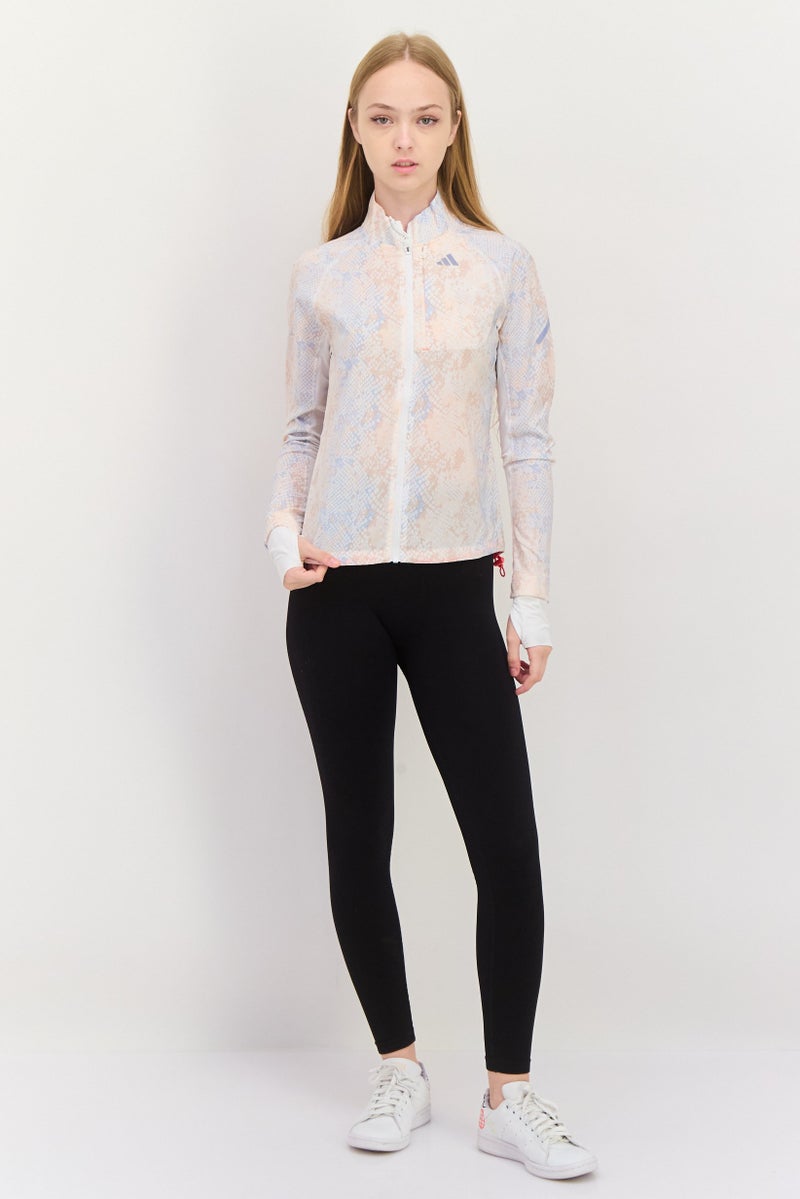 Adidas Women Sportswear Fit Long Sleeves Fast Running Iteration Jacket, Beige Combo - Image 2