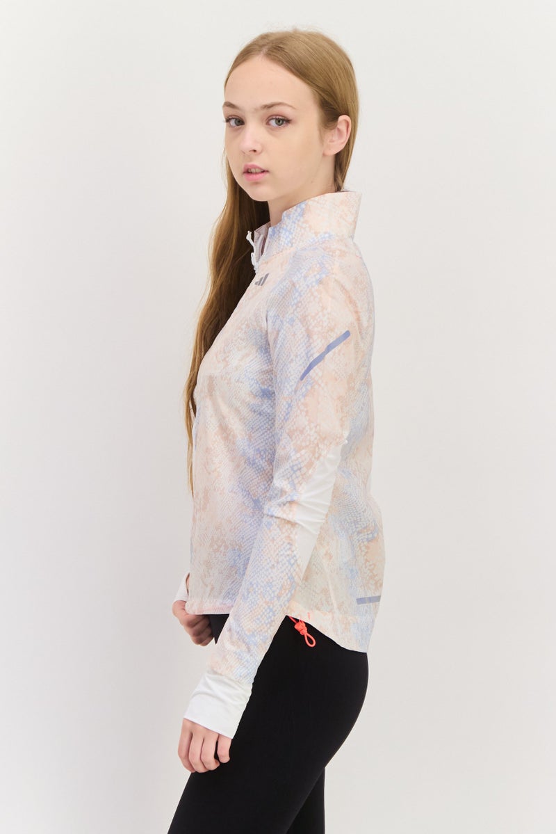 Adidas Women Sportswear Fit Long Sleeves Fast Running Iteration Jacket, Beige Combo - Image 3