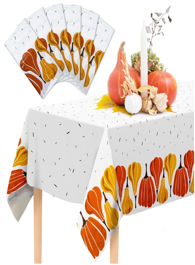 Confettiville Thanksgiving Tablecloths, 6-Pack Disposable Plastic Table Covers, Pumpkins Pattern, 54 x 108 Inches, Party Decorations - Image 1