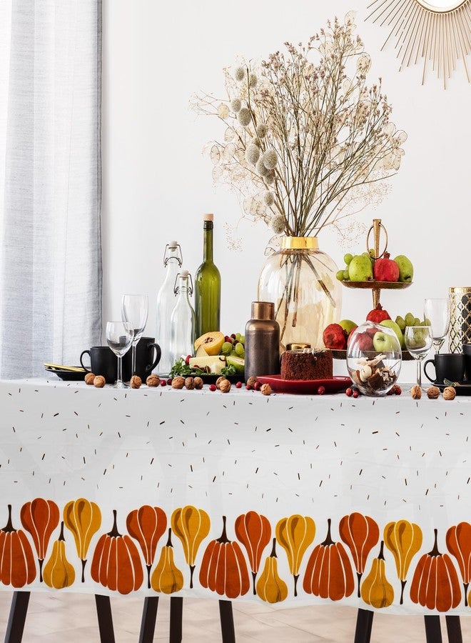 Confettiville Thanksgiving Tablecloths, 6-Pack Disposable Plastic Table Covers, Pumpkins Pattern, 54 x 108 Inches, Party Decorations - Image 2