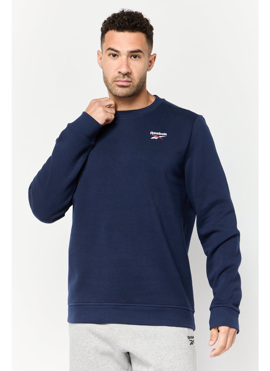 Reebok Men Sportswear Fit Long Sleeves Running Sweatshirt, Navy Blue  - Image 1