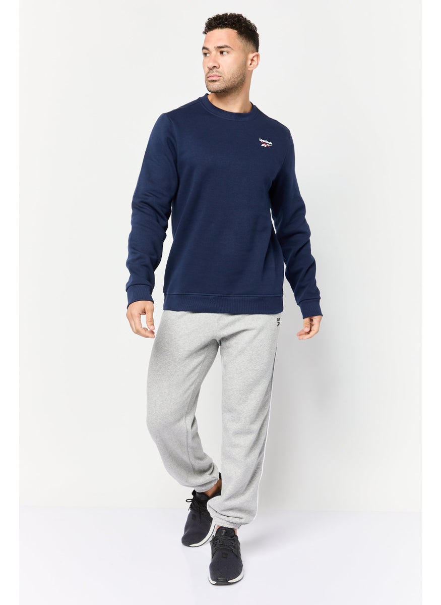 Reebok Men Sportswear Fit Long Sleeves Running Sweatshirt, Navy Blue  - Image 4