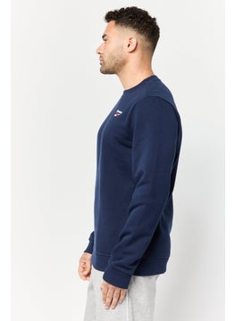Reebok Men Sportswear Fit Long Sleeves Running Sweatshirt, Navy Blue  - Image 3