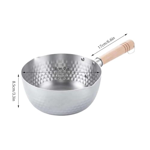 TRADY Stainless Steel Hammered Saucepan with Wooden Handle – Multipurpose Deep Pan for Boiling, Heating, Milk, Tea, Soup & Everyday Cooking - Image 2