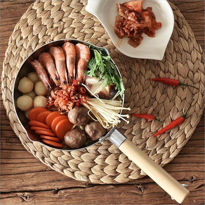 TRADY Stainless Steel Hammered Saucepan with Wooden Handle – Multipurpose Deep Pan for Boiling, Heating, Milk, Tea, Soup & Everyday Cooking - Image 5