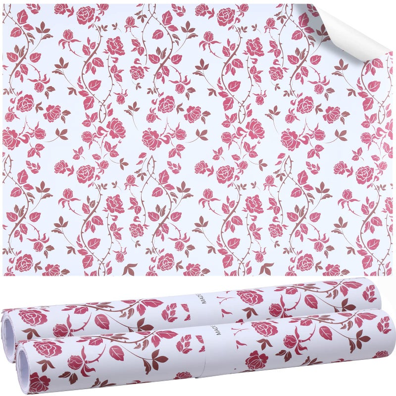 Fainne 24 Sheets Scented Drawer Liners for Dresser 157 x 228 Inch Lavender Drawer Paper Non Adhesive Liners Dresser Scented Floral Print Fragrant for Kitchen Cabinet Shelf ClosetRose Style 