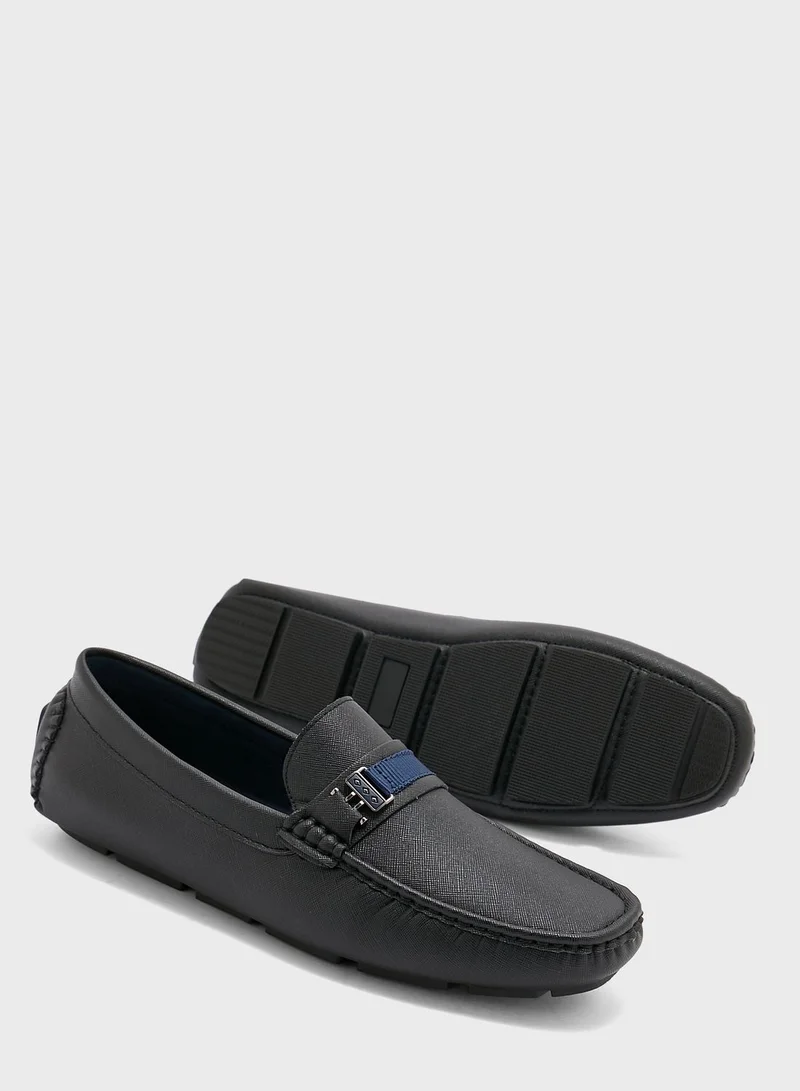 Robert Wood Safiano Texture Formal Loafers