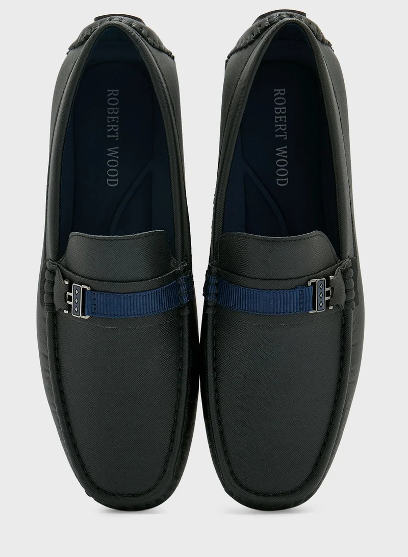 Robert Wood Safiano Texture Formal Loafers
