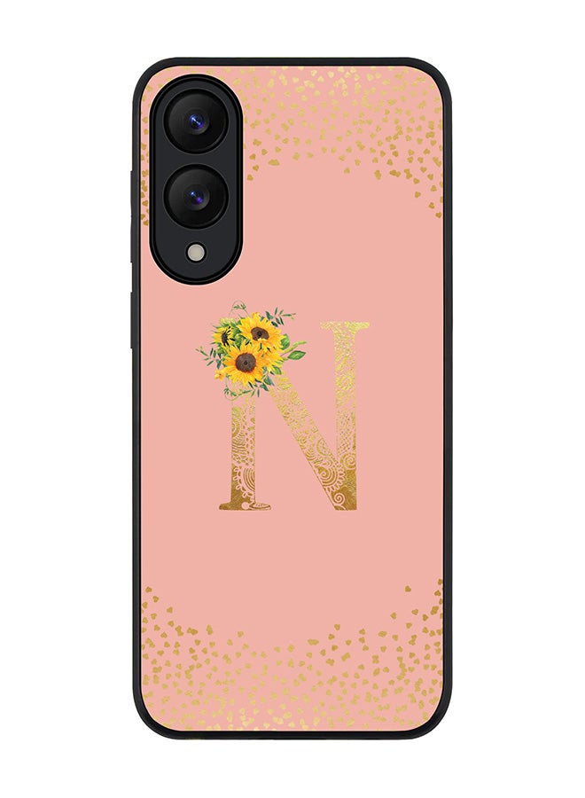 Stylizedd For Samsung Galaxy S25 Edge Case,Slim fit Camera Protection, Shockproof Thin Phone cover  - Custom Floral Monogram - N  (Rose Pink )