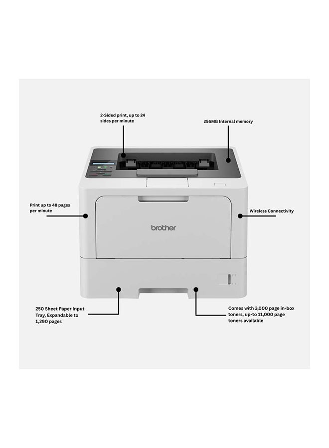 brother HL-L5210DW Monochrome Laser Printer With Duplex And WiFi Connectivity - White - Image 3