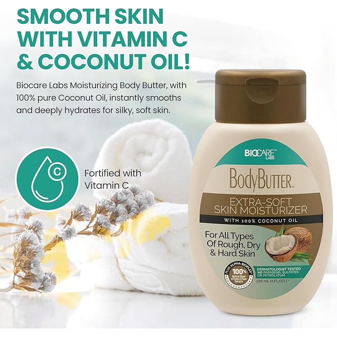 Biocare BodyButter Extra-Soft Skin Moisturizer with 100% Coconut Oil (8 OZ) - Image 2