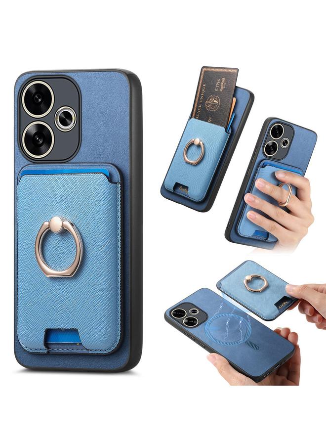 S-TOP Case For Redmi Turbo 3 5G Retro Cross Leather Ring Vertical Insert Card Bag MagSafe Phone Case - Image 1