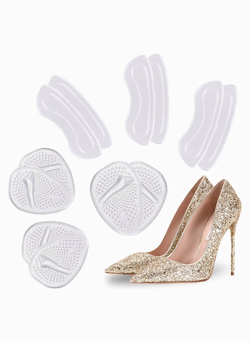 Zikra Heel Grip Insert and Metatarsal Pads Soft Silicone Heel Foot Pad Shoes Too Big Inserts Women Men for Foot Pain Blister Prevention High Heel Protector Loose Shoes 6 Pairs - Image 1