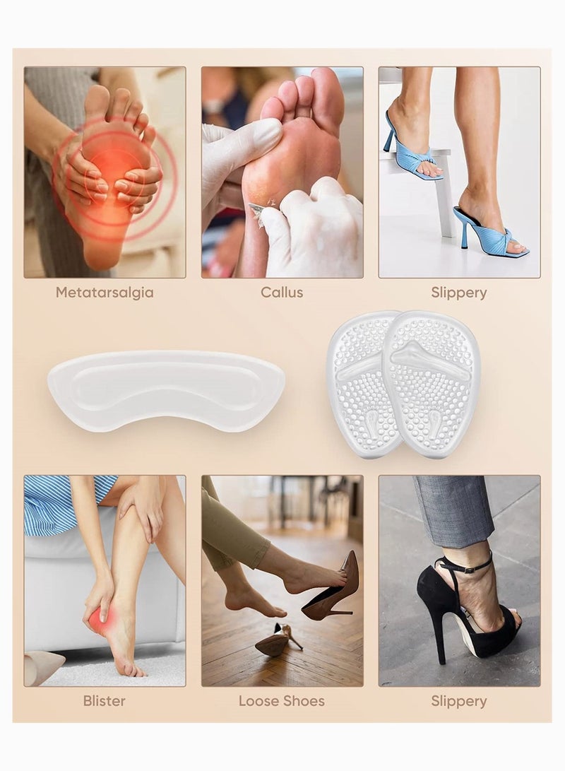 Zikra Heel Grip Insert and Metatarsal Pads Soft Silicone Heel Foot Pad Shoes Too Big Inserts Women Men for Foot Pain Blister Prevention High Heel Protector Loose Shoes 6 Pairs - Image 2