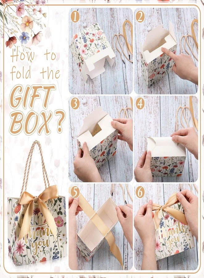 Moinchore 40 Pack Thank You Gift Bags with Handles Small Treat Boxes Thank You Party Favor Bags Mini Floral Gift Bags Bulk for Easter Wedding Birthday Party Supplies(Vintage Wild Floral) - Image 3