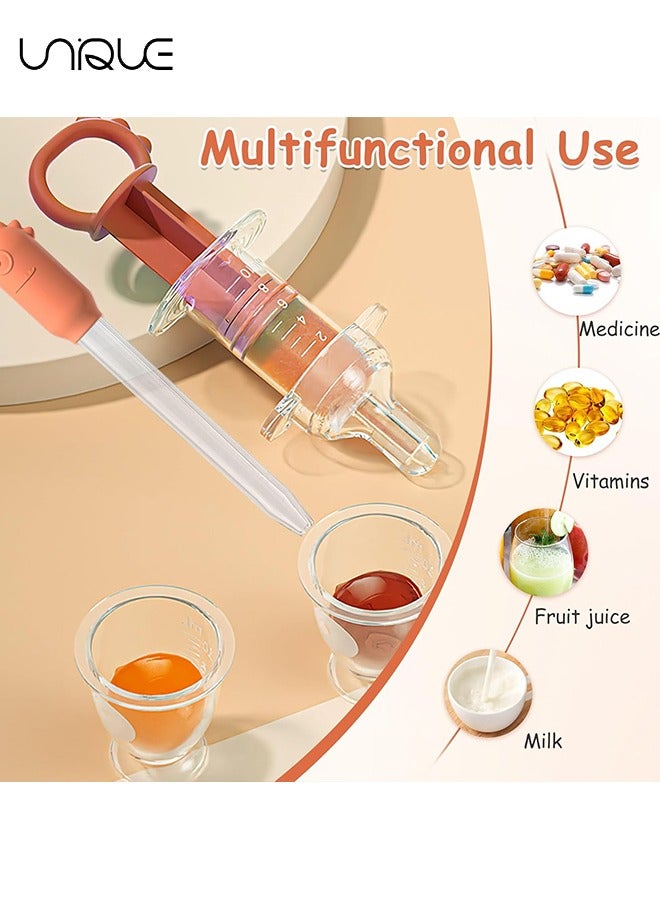 Unique 4 Pcs Baby Medicine Dispenser Kit - Dropper with Measurement Marks - Baby Medicine Feeder with Nipple - Cleaning Stick and Storage Box - Baby Feeder Dispenser for Medicine Juice - Orange  - Image 4