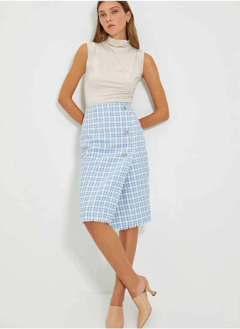 trendyol Button Detail Checked Skirt