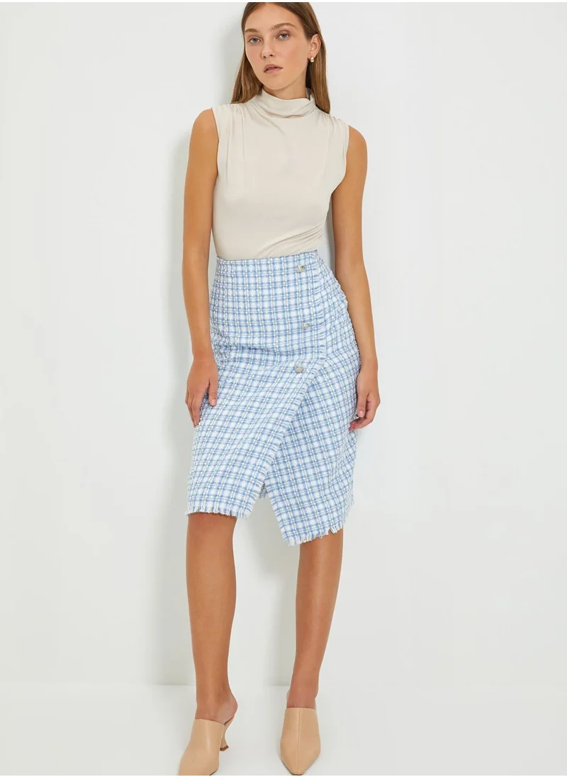 trendyol Button Detail Checked Skirt