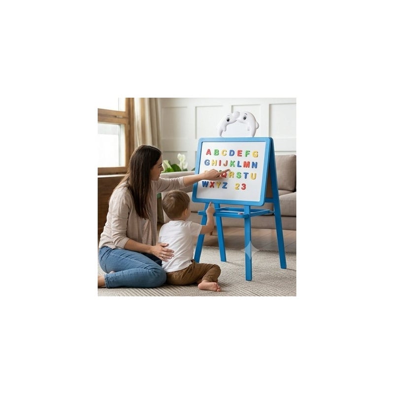 MARVEL Everyday Adventure: Spider-Man Spider-Sense Kids Easel Set with Chalkboard and Magnetic Letter Board, Blue - Image 4