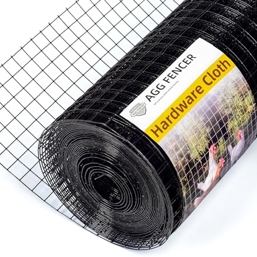 AggFencer 16in x 10ft Black Hardware Cloth 1 inch 16Ga PVC Coated Wire Mesh Vinyl Coated Fence Welded Metal Chicken Wire Fencing Roll Garden Plant Fencing for Chicken Coop and Home Improvement - Image 1