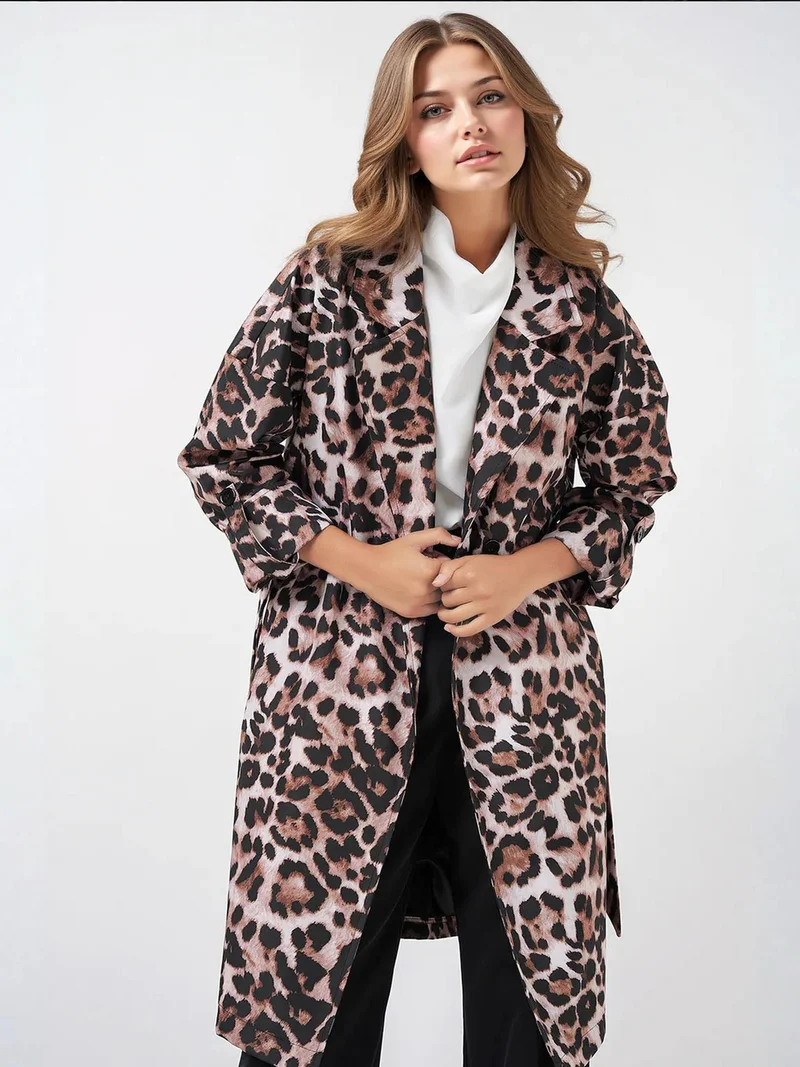 بيغ دارت معطف ترنش بنمط من البوليستر بياقة شال