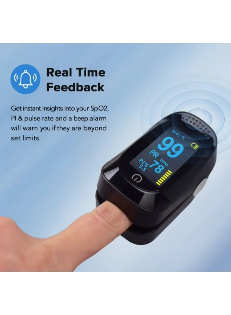 Finger Pulse Oximeter Digital OLED Display – Portable Fingertip Blood Oxygen Monitor with LED Screen, Fast SpO2 & Pulse Rate Measurement, Compact Handheld Electric Oximeter for Home & Travel
