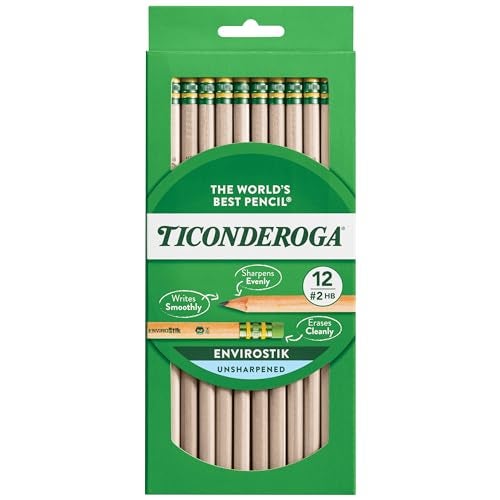 Ticonderoga Dixon Ticonderoga EnviroStiks Natural Wood #2 Pencils, Box of 12 (96212) by Dixon Ticonderoga - Image 1