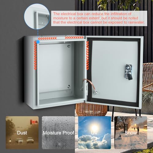 JINDOUZI Steel Electrical Junction Box, Indoor&Outdoor Electrical Enclosure Box, Wall Mounted Waterproof&Dustproof Metal Box, Universal Electric Equipment Enclosure Box with Safety Locks and Mounting Plates - Image 3