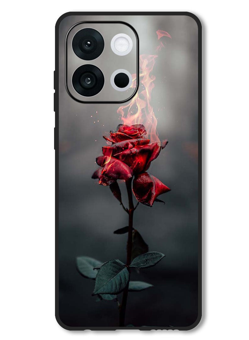 Theodor Case Compatible with OnePlus 13T 6.32 Inch Protection Shockproof Bumper Cover Burning Red Rose - Image 1