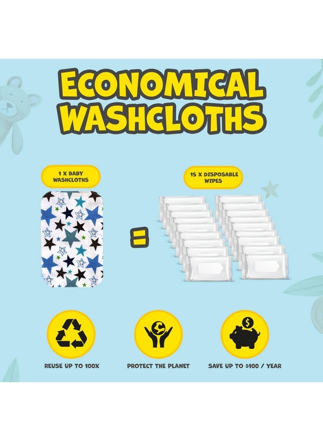 Omilion Baby Washcloth - 30 Pack of Flannel Newborn Washcloths - 100% Cotton - Fun, Colorful Designs - Reusable - Washable - 7x10 Inch Infant Washcloth Set - Image 4