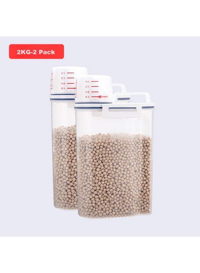 Asvel Rice Storage Container With Insect-proof Design, Kitchen Grain And Flour Storage Bin, Food-grade Household Rice Storage Container, 2kg*2 - Image 1