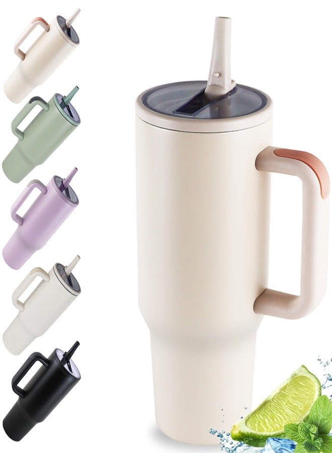 40 oz Tumbler with Handle and Flip Straw Travel Mug Cup for Water Iced Tea or Coffee Smoothie and More - Image 1