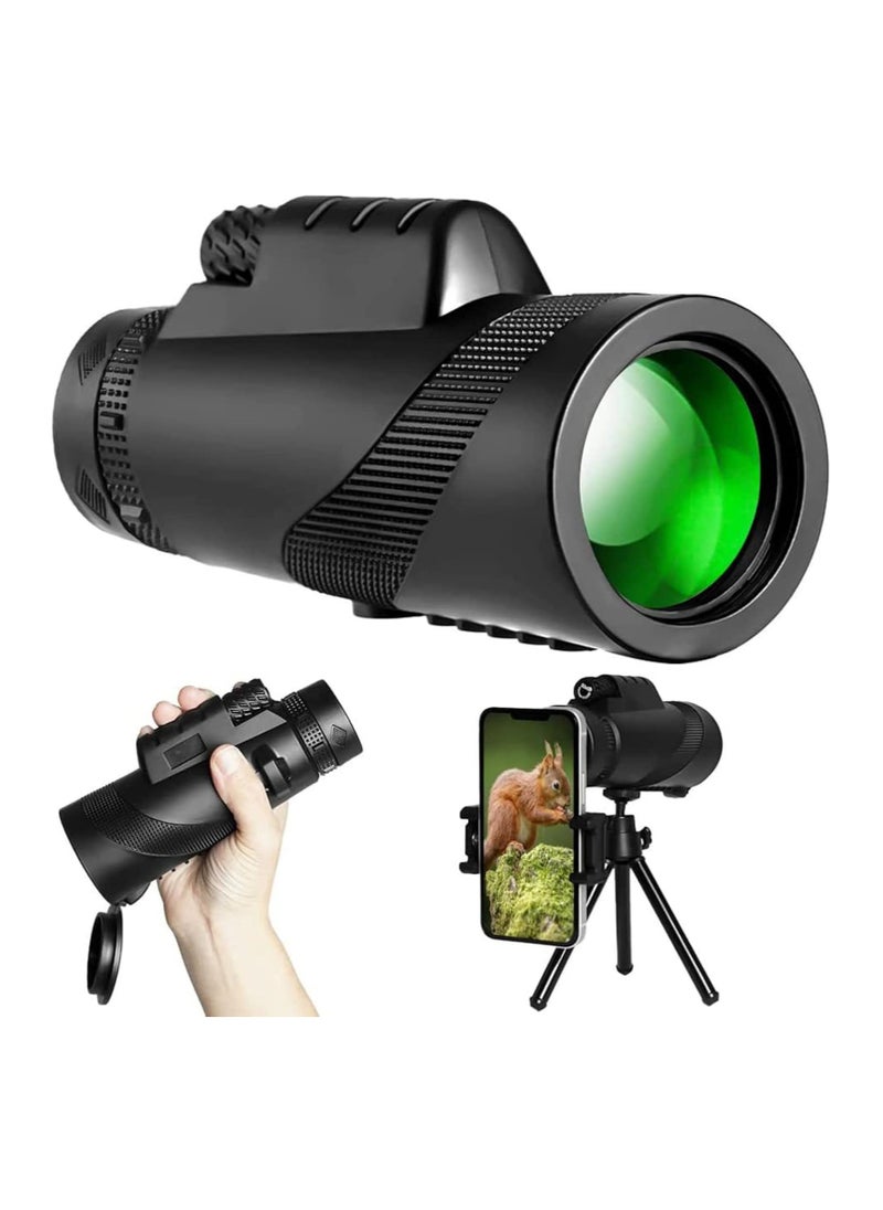 Generic Monocular Telescope HD Power Smartphone Night Vision Compact Monocular for Smartphone Adapter Portable Telescope with Tripod for Bird Watching  - Image 1