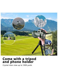Generic Monocular Telescope HD Power Smartphone Night Vision Compact Monocular for Smartphone Adapter Portable Telescope with Tripod for Bird Watching  - Image 2
