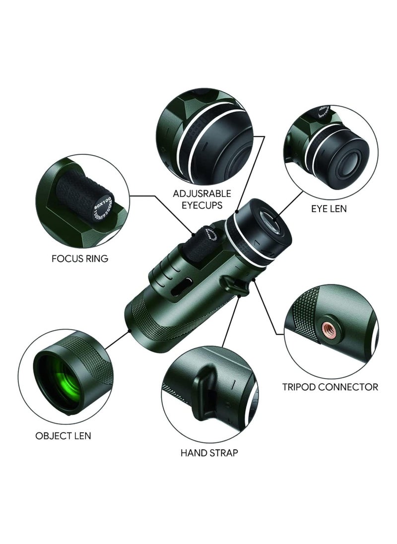 Generic Monocular Telescope HD Power Smartphone Night Vision Compact Monocular for Smartphone Adapter Portable Telescope with Tripod for Bird Watching  - Image 5