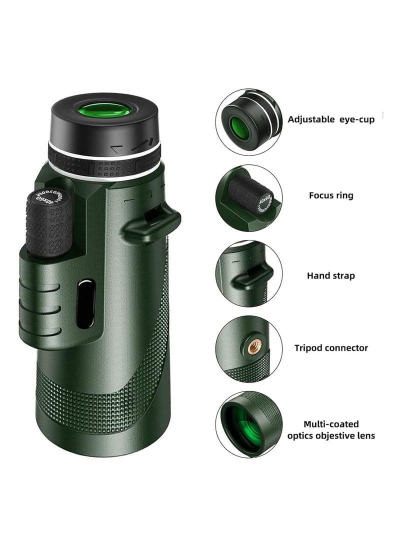 Generic Monocular Telescope HD Power Smartphone Night Vision Compact Monocular for Smartphone Adapter Portable Telescope with Tripod for Bird Watching  - Image 3