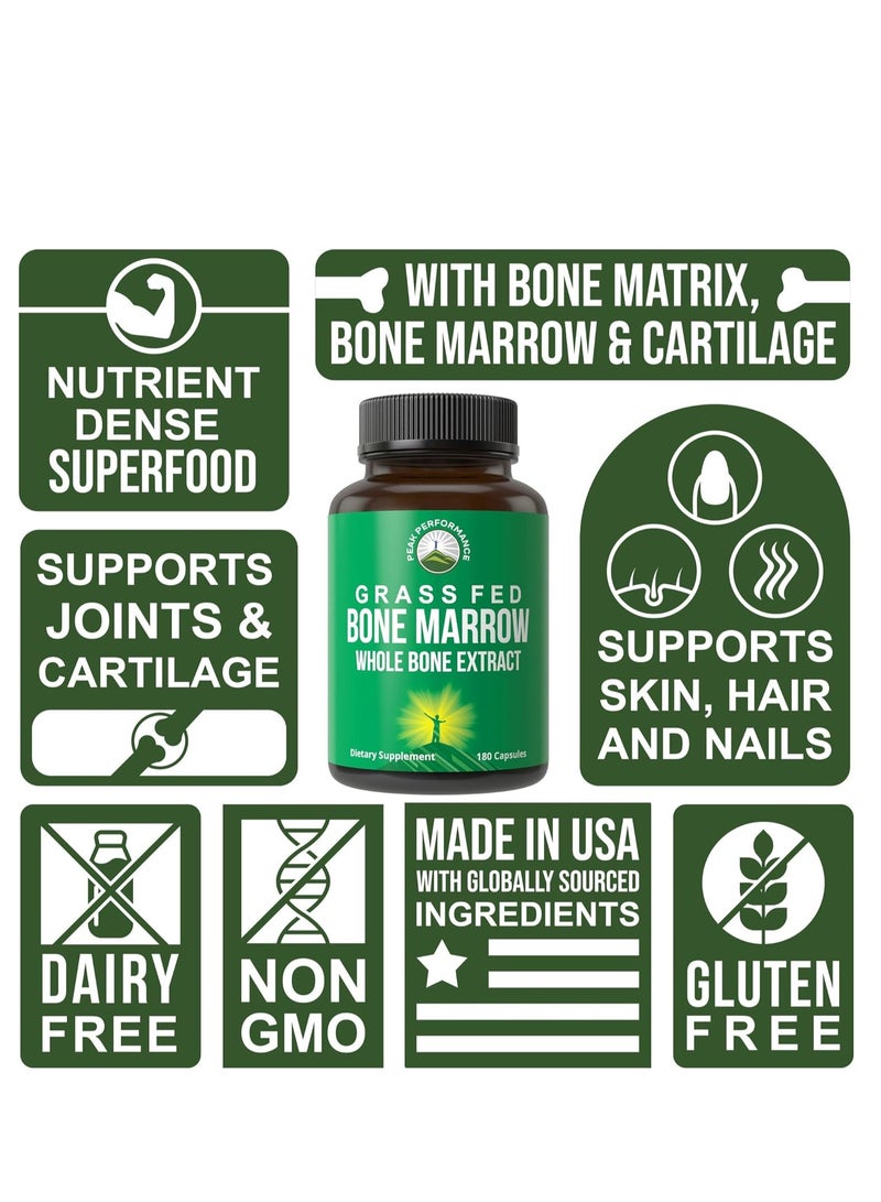 بيك بيرفورمانس نخاع العظم من الأبقار التي تتغذى على العشب - مكمل غذائي من خلاصة العظام الكاملة، 180 كبسولة، 30 حصة - Image 3