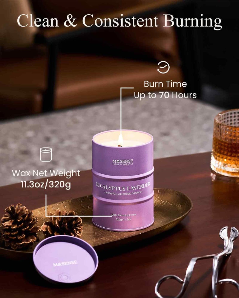 M&SENSE Eucalyptus Lavender Scented Candles Natural Non Toxic, Aromatherapy Candle for Stress Relief Meditation Relaxing, Housewarming Gifts for Women Men, 11.3oz 70 Hour Long Burning - Image 4