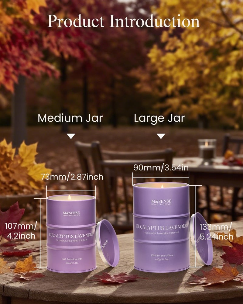 M&SENSE Eucalyptus Lavender Scented Candles Natural Non Toxic, Aromatherapy Candle for Stress Relief Meditation Relaxing, Housewarming Gifts for Women Men, 11.3oz 70 Hour Long Burning - Image 5