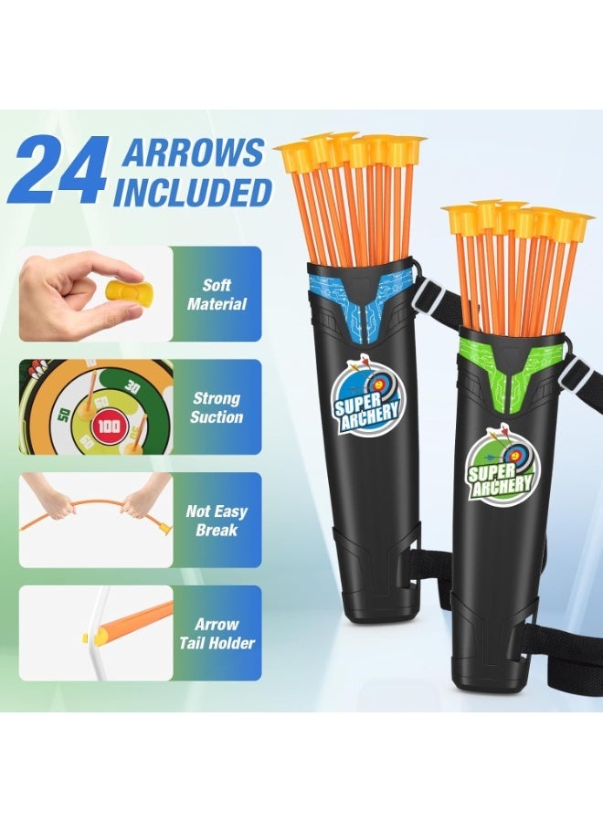Arabest 2 Pack Bow and Arrow for Kids, LED Light Up Archery Set with 24 Suction Cup Arrows, 1 Standing Target, 6 Score Targets & 2 Quiver, Indoor Outdoor Sport Gifts for Boys Girls Ages 4-8 - Image 5