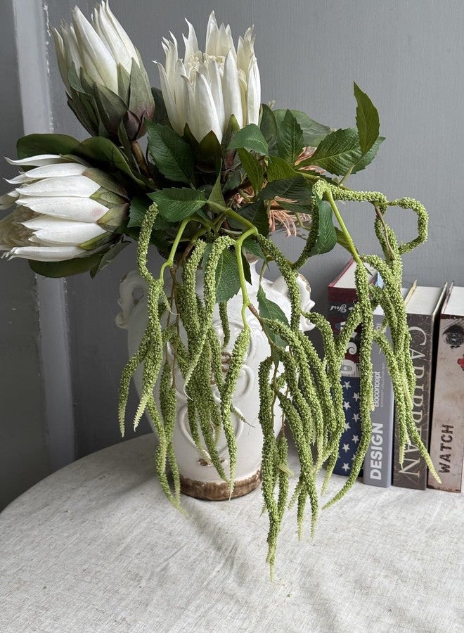 QFSH 3Pcs Artificial Amaranthus Flower Fake Hanging Green for Wedding Bouquets Home Decor Arrangement Photo Props Party Decoration 37''(Green) - Image 5