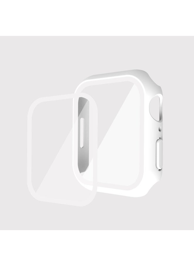 Generic Suitable For Iwatch9 Watch Protective Shell PC Hard Shell Tempered Film Integrated Protective Cover 8/7/6 For Apple Watch Case-Color:All White-Exterior Dimension:45mm(7 Generations With Keys)  - Image 1