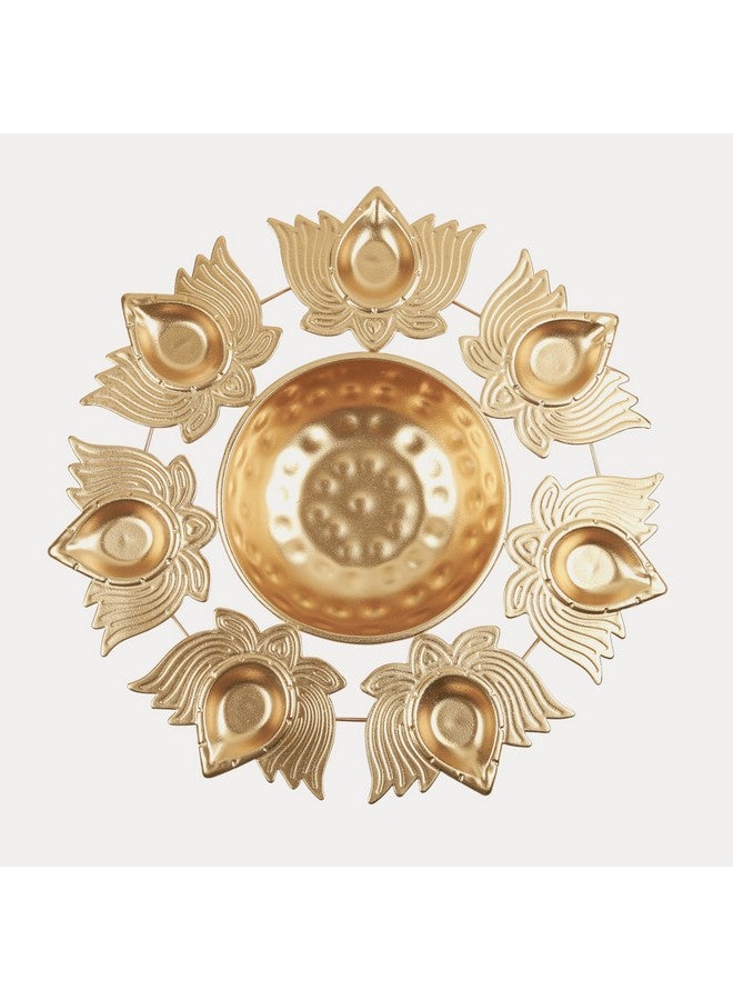 Klassic Unique and Antique 7 Lotus Diya Shape Urli Bowl | Metal, Perfect for Home Decor and a Unique Gift for Diwali, Housewarming, and Festive Celebrations (Golden, Pack of 1) - Image 5