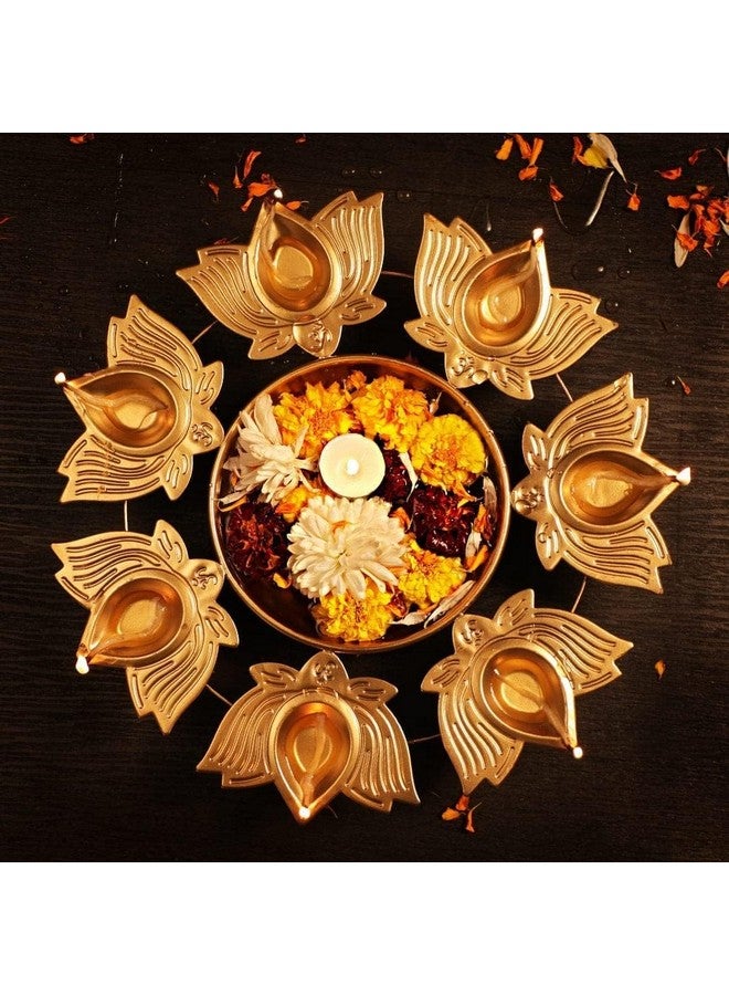 Klassic Unique and Antique 7 Lotus Diya Shape Urli Bowl | Metal, Perfect for Home Decor and a Unique Gift for Diwali, Housewarming, and Festive Celebrations (Golden, Pack of 1) - Image 4