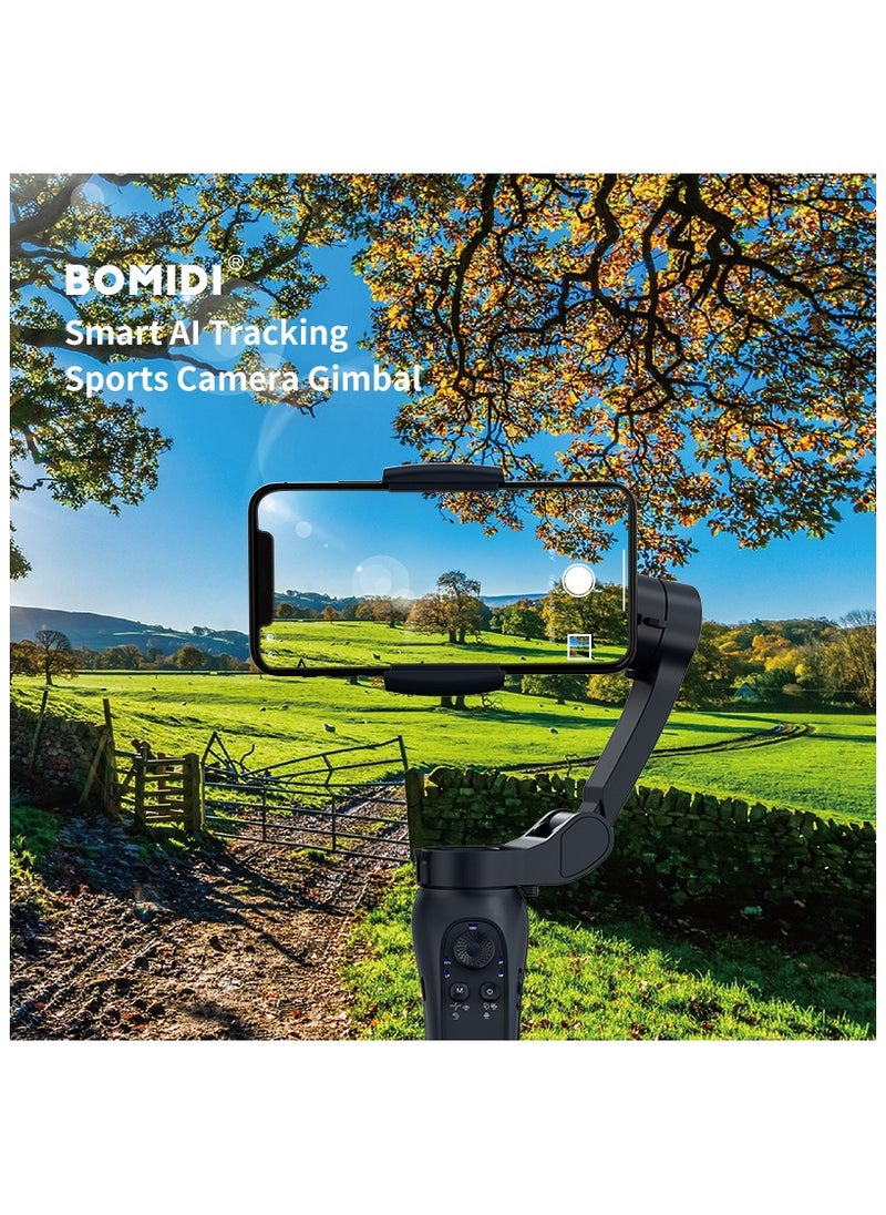 BOMIDI - BOMIDI HG01 Handheld Mobile Phone Stabilizer,3 Axis Stabilization,Lightweight Design, Adjustable Settings,App Control and AI Gesture Operation - Black - Image 1