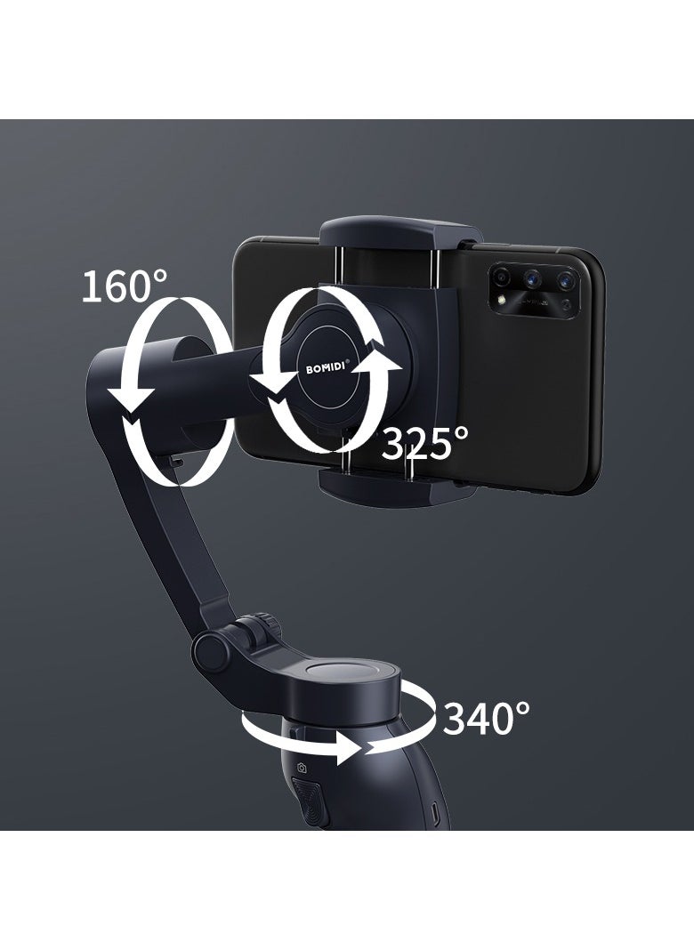 BOMIDI - BOMIDI HG01 Handheld Mobile Phone Stabilizer,3 Axis Stabilization,Lightweight Design, Adjustable Settings,App Control and AI Gesture Operation - Black - Image 1